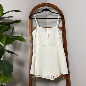 Princess Polly 10 White Linen Blend Kelilah Playsuit Romper NEW